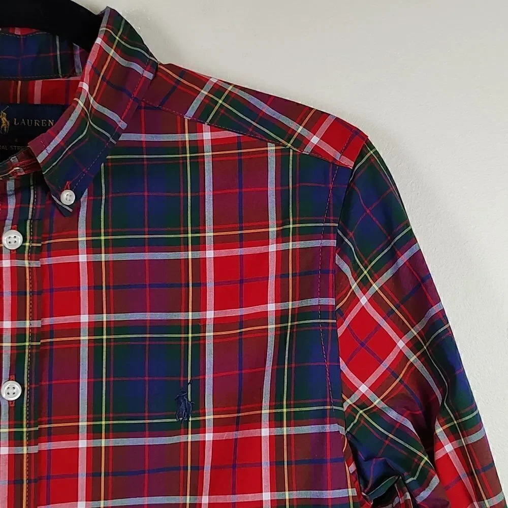 Ralph Lauren Natural Stretch Long Sleeve Plaid Button Down Shirt